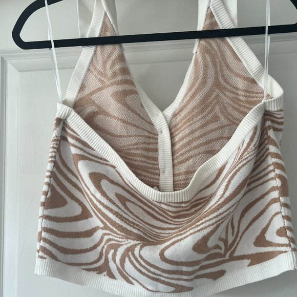 NWT Garage sweater halter top with collar. Swirly brown pattern. Large. - Picture 3 of 6